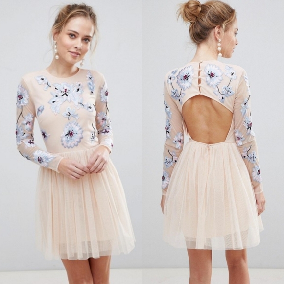 ASOS Dresses & Skirts - ASOS Pastel Embroidered Tulle Mini Dress
